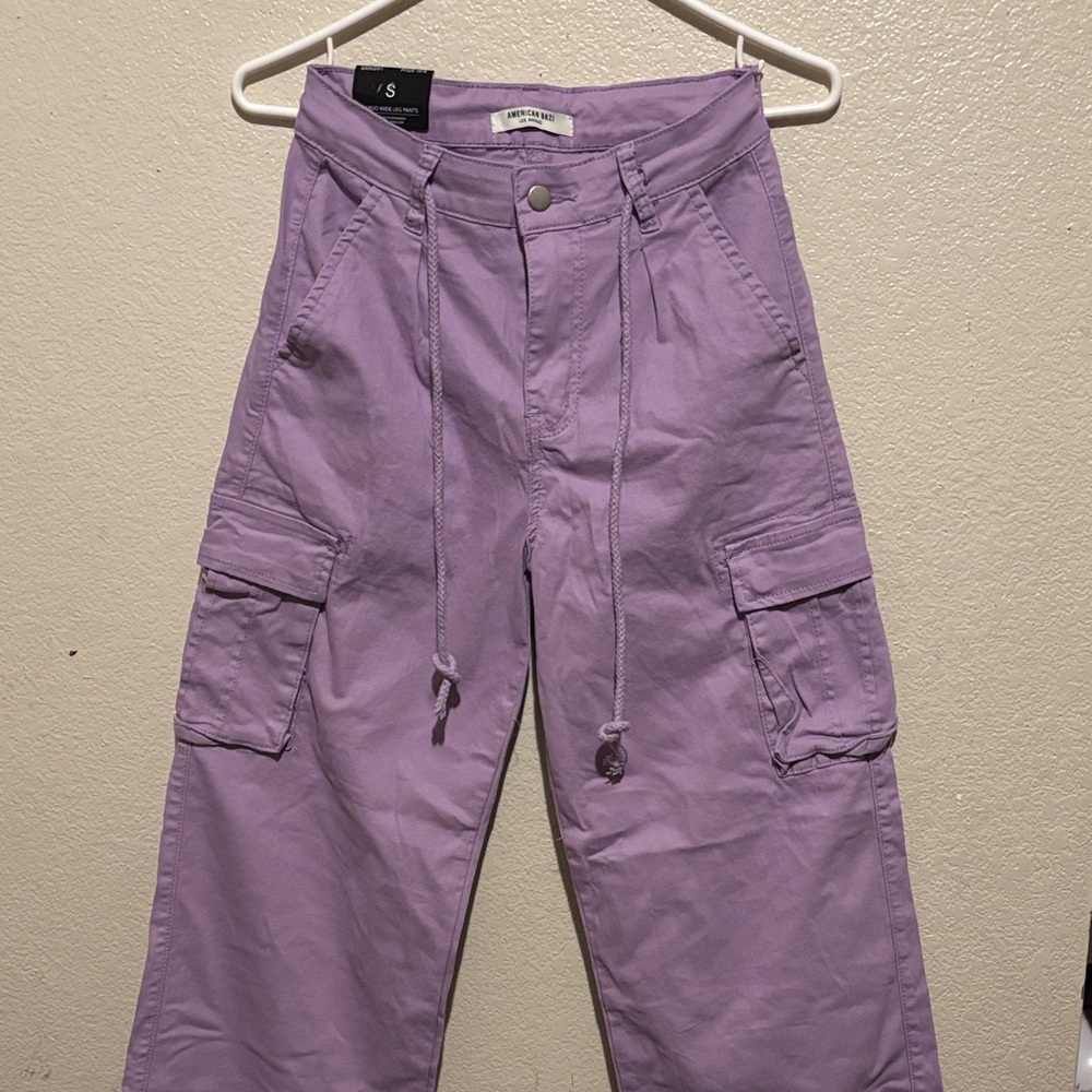 American Bazi Lilac Wide Leg Cargo Pants